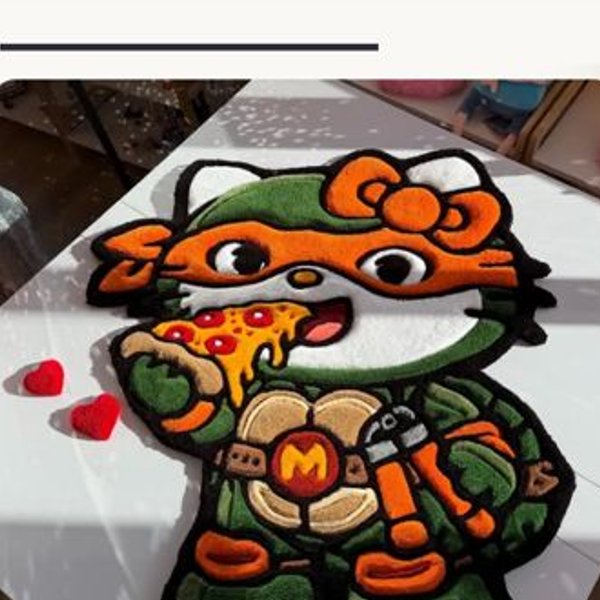 2.5 ft Custom Handmade TMNT Kitty Rug