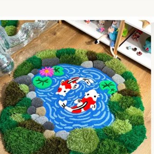 3.5 ft Mossy Pond Handmade Rug