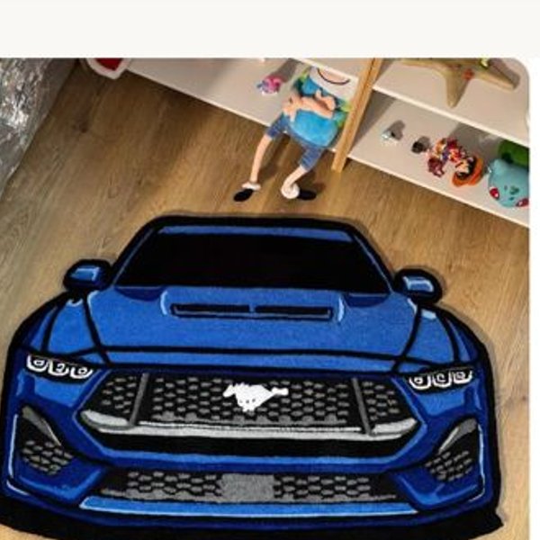 Custom 3D Handmade Mustang Car Rug