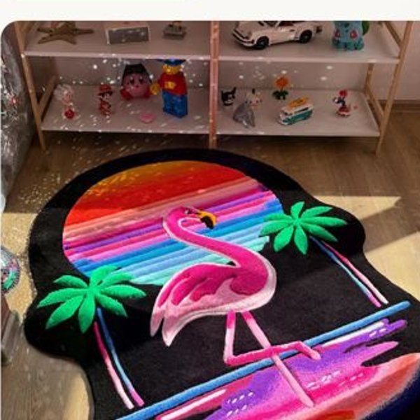 Handmade Flamingo 3D Tufted Rug