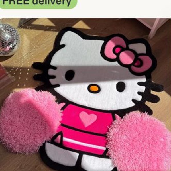 Pink Cheerleader Hello Kitty Tufted Rug