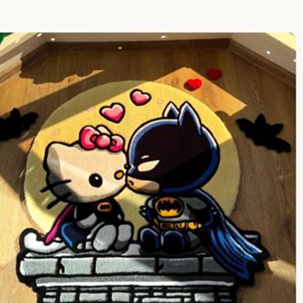 Ready To Ship! 3x3ft Kitty x Batman Rug